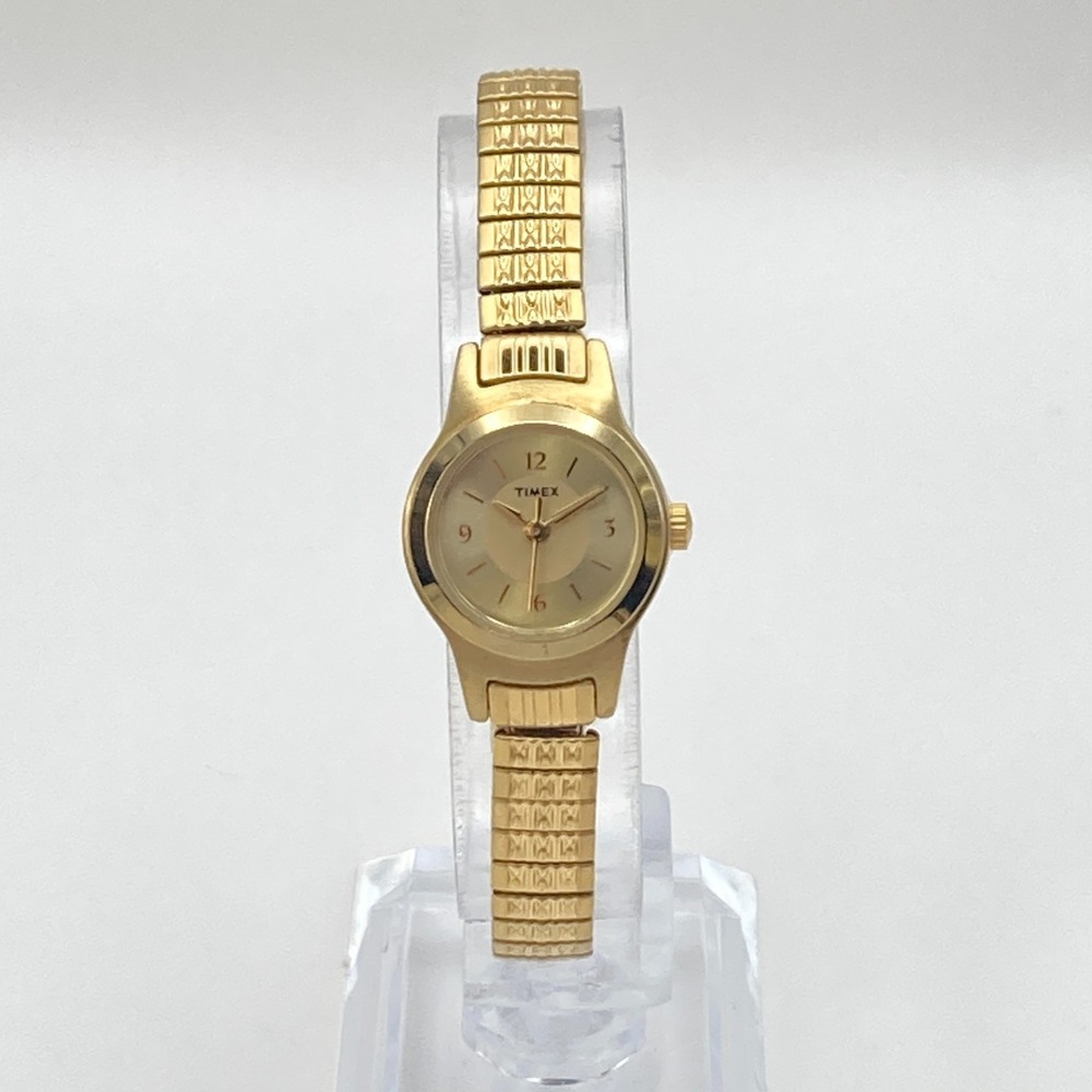 Timex Women's Watch 20mm Gold Tone Stretch Band Round New Battery SMALL 6" 2006 - Picture 3 of 14